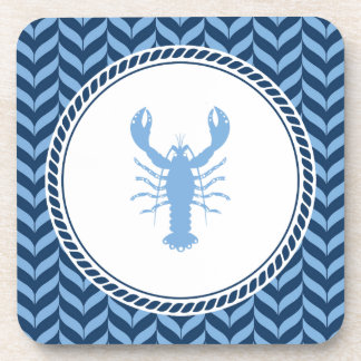 Nautical Blue Lobster coastal Beverage Coaster
