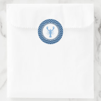 Nautical Blue Lobster coastal Classic Round Sticker