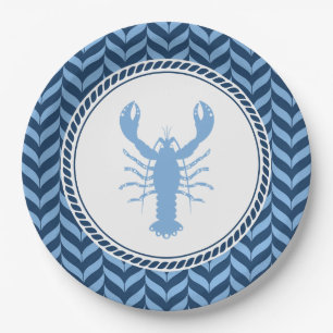 Nautical Blue Lobster coastal Paper Plates