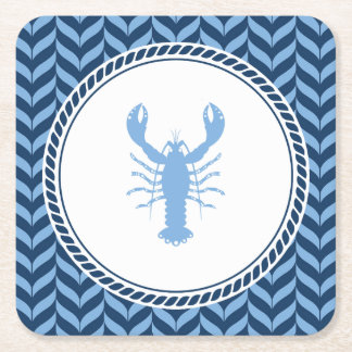 Nautical Blue Lobster coastal party Square Paper Coaster