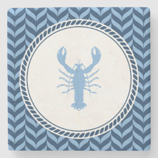 Nautical Blue Lobster coastal Stone Coaster