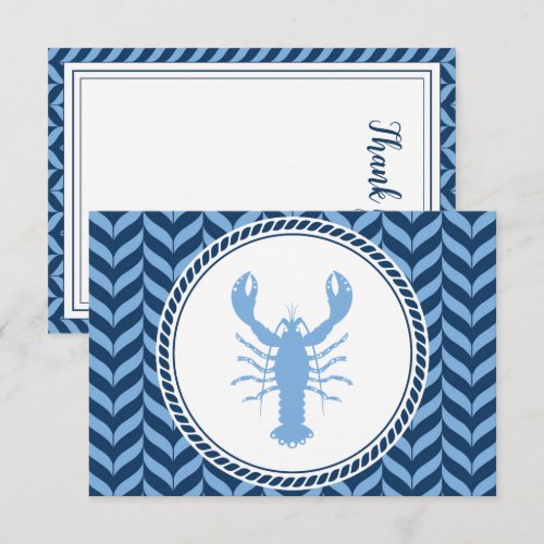 Nautical Blue Lobster coastal Thank You Card
