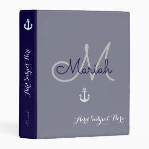Nautical blue mini binder monogrammed with anchor