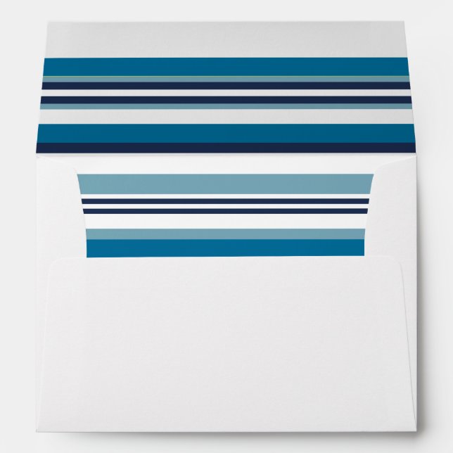 Nautical Blue Multi Stripe Liner w/ Return Address Envelope (Back (Bottom))