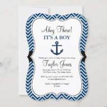 Nautical Blue Navy Baby Shower Invitation