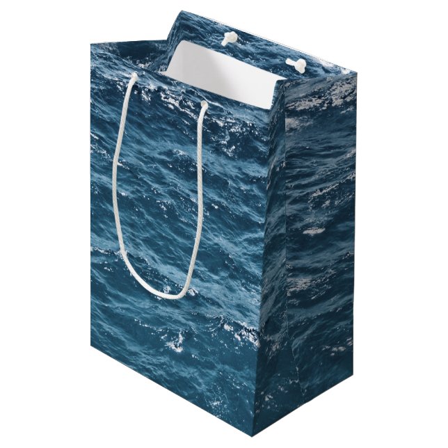 Nautical Blue Ocean Water Medium Gift Bag (Front Angled)