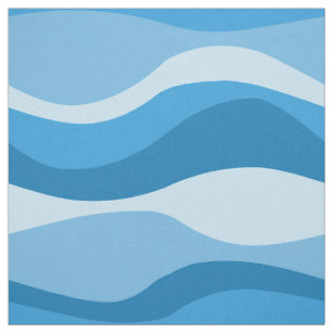 Nautical Blue Ocean Waves Fabric