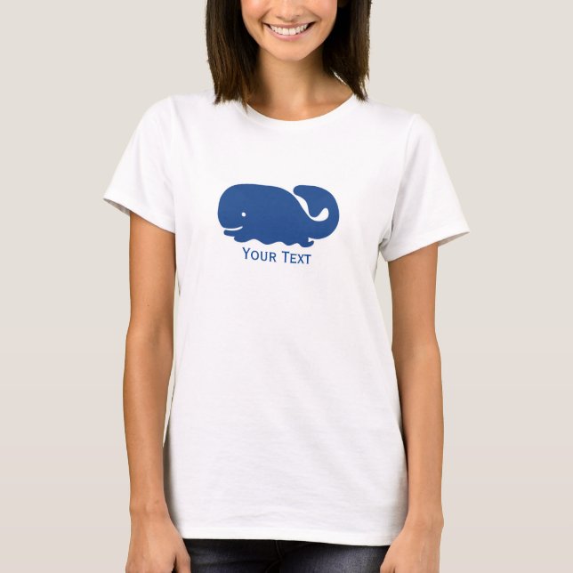 Nautical Blue Preppy Whale Personalized T-Shirt (Front)