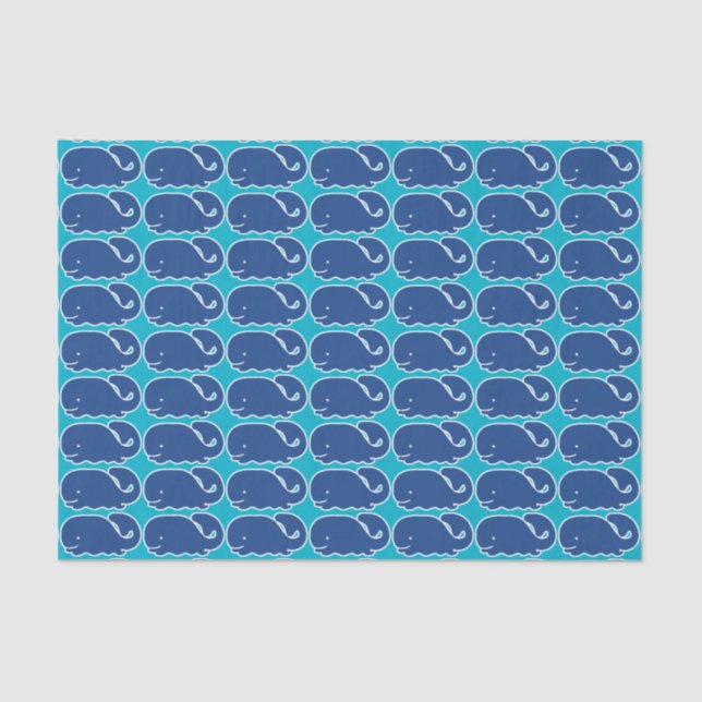 Nautical Blue Preppy Whale Personalized Tissue Paper (Front)