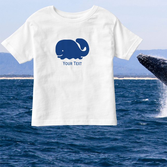 Nautical Blue Preppy Whale Personalized Toddler T-shirt (Creator Uploaded)