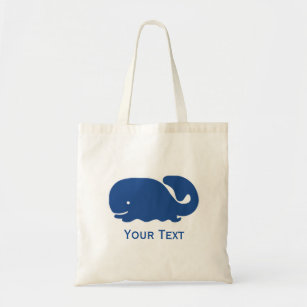 Nautical Blue Preppy Whale Personalized Tote Bag