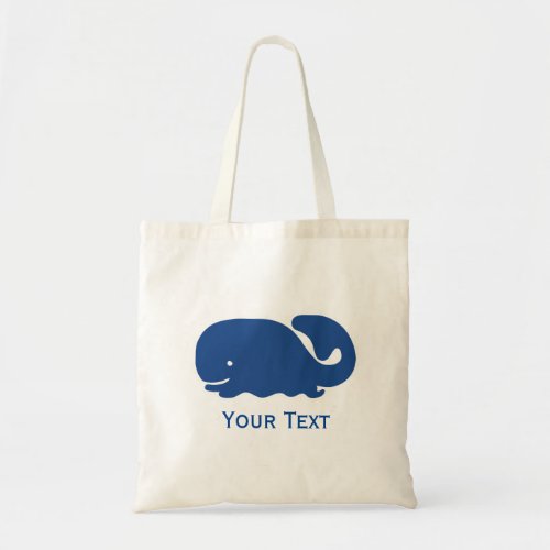 Nautical Blue Preppy Whale Personalized Tote Bag