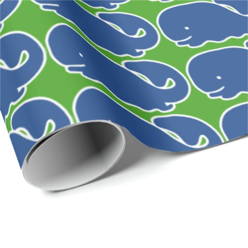 Nautical Blue Preppy Whale Personalized Wrapping Paper