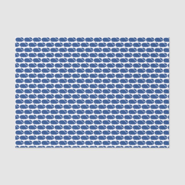 Nautical Blue Preppy Whale White Background Tissue Paper (Front)
