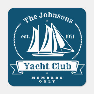 Nautical Blue Retro Yacht Club Family Sign