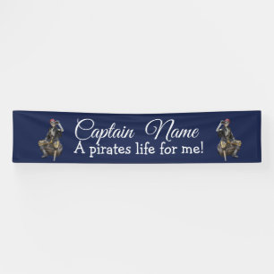 Nautical Blue Rum Skeleton Party Pirate Banner