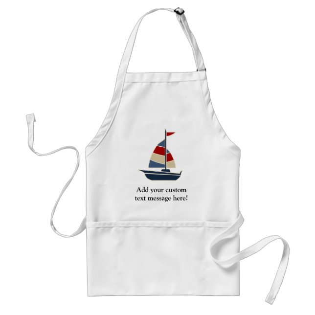 Nautical Blue Sailboat Adult Apron (Front)
