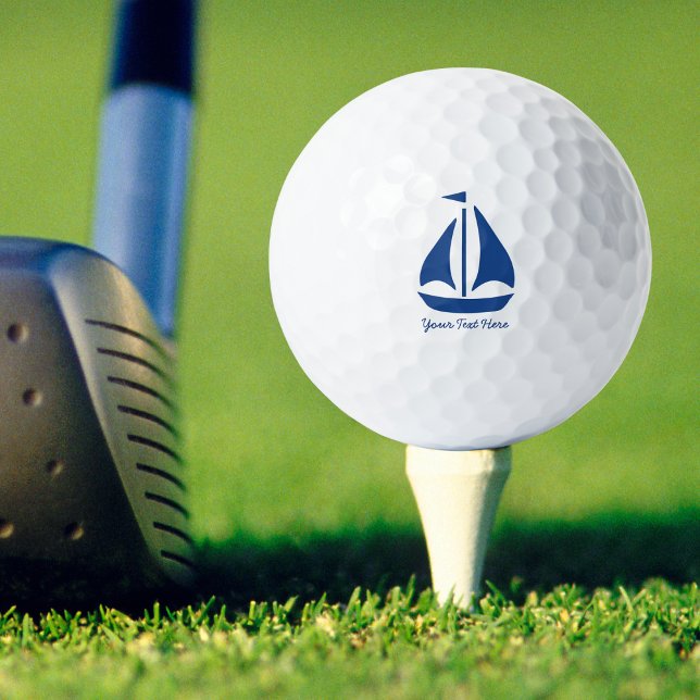 Nautical Blue Sailboat preppy personalized Golf Balls (Creator Uploaded)