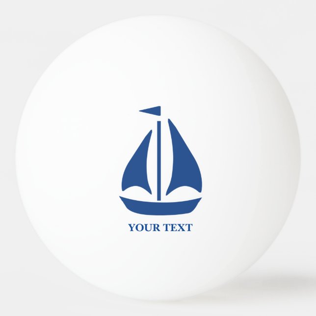 Nautical Blue Sailboat preppy personalized Ping Pong Ball (Back)