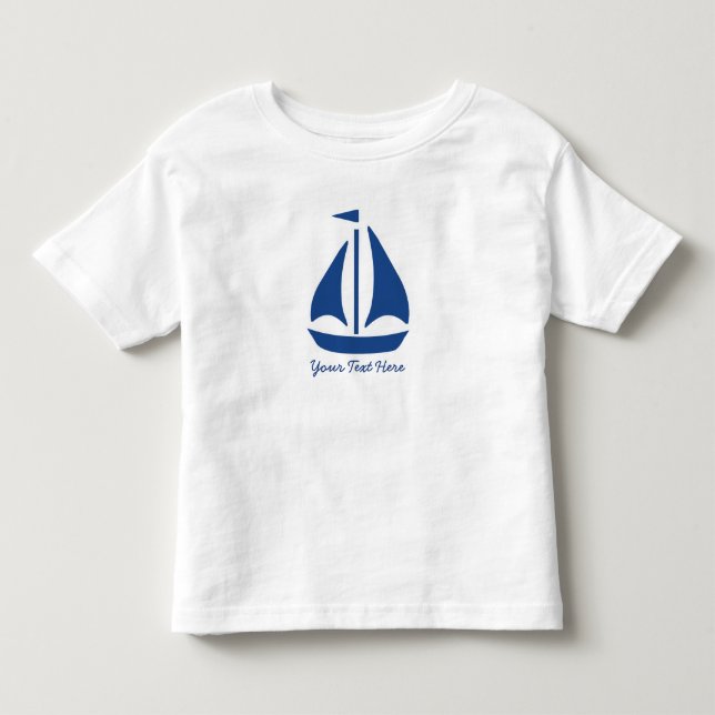 Nautical Blue Sailboat preppy personalized Toddler T-shirt (Front)