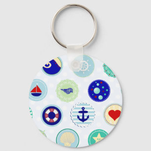 Nautical Blue Sailor Pattern Keychain
