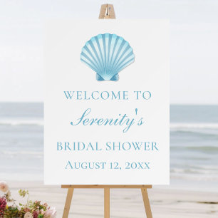 Nautical Blue Shell Beach Bridal Shower Welcome  Foam Board