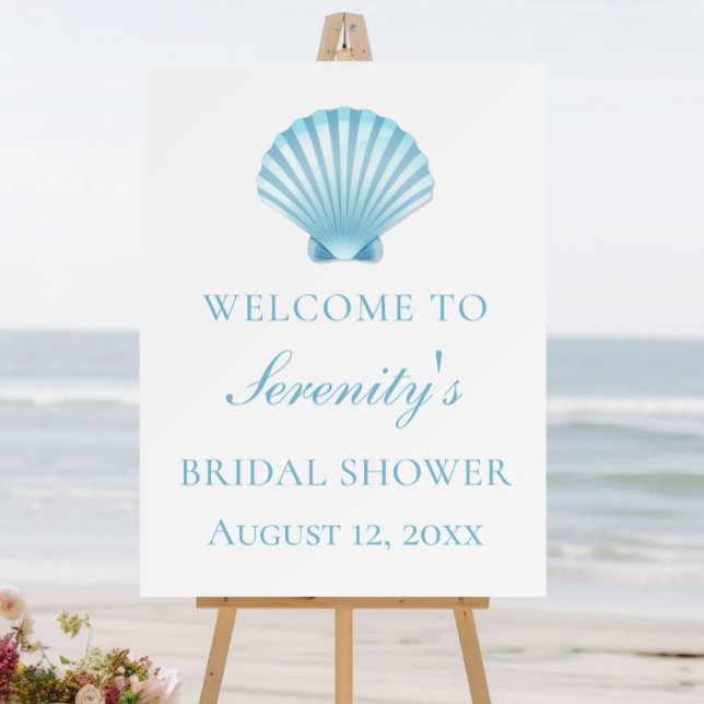 Nautical Blue Shell Beach Bridal Shower Welcome  Foam Board (Creator Uploaded)