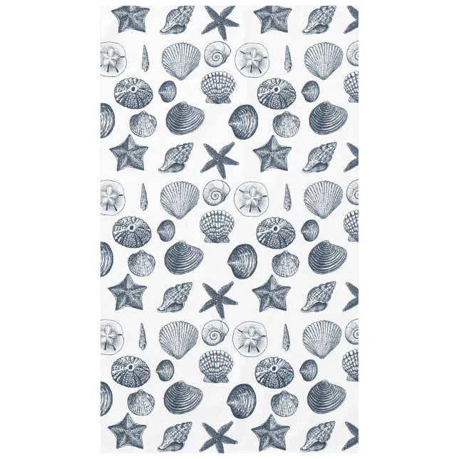 Nautical Blue Shells Tablecloth | Zazzle