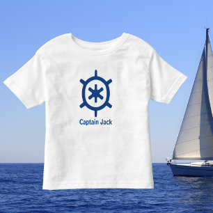 Nautical Blue Ship Captain's Helm Wheel Custom Toddler T-shirt