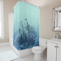 Nautical - Blue ship Shower Curtain