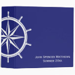 Nautical Blue Ship Wheel Personalized Binder