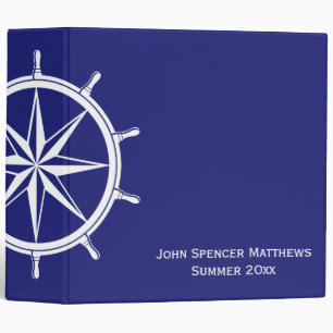 Nautical Blue Ship Wheel Personalized Binder