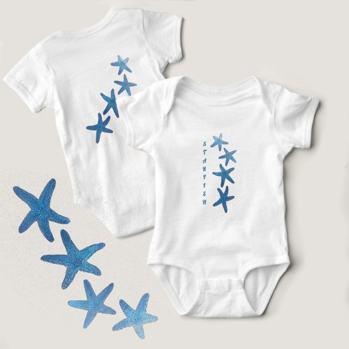 Nautical Blue Starfish Baby Bodysuit