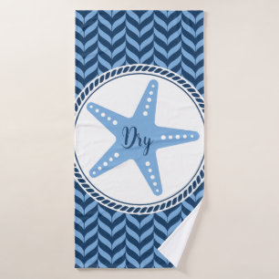 Nautical Blue Starfish coastal Bath Towel