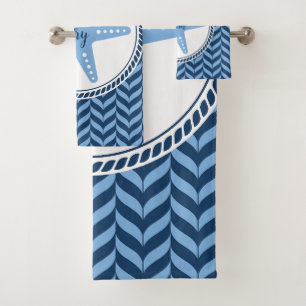 Nautical Blue Starfish coastal Bath Towel Set