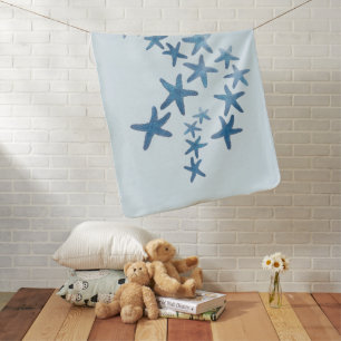 Nautical Blue Starfish Customizable Baby Blanket