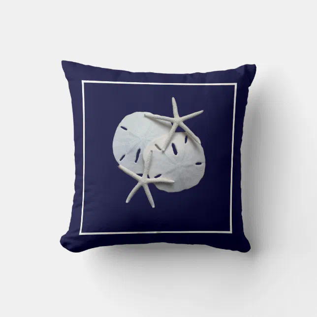Nautical Blue Starfish Sand Dollar Throw Pillow Zazzle