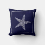 Nautical Blue Starfish Throw Pillow Cbendel Design at Zazzle