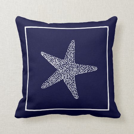 Nautical Blue Starfish Throw Pillow Cbendel Design
