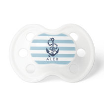 Nautical Blue Stripe Anchor Personalized Pacifier