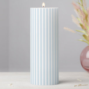 Nautical Blue Stripe Coastal Pillar Candle