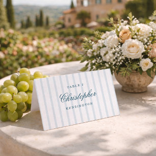Nautical Blue Stripe Elegant Wedding Place Cards