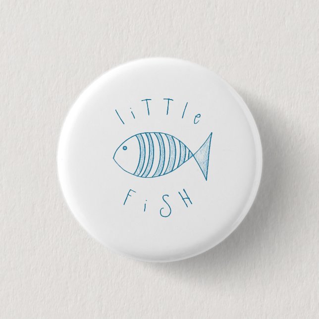 Nautical Blue Stripe Little Fish  Button (Front)