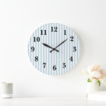 Nautical Blue Stripe Preppy Large Clock<br><div class="desc">Enjoy our coastal stripe blue painting clock.</div>