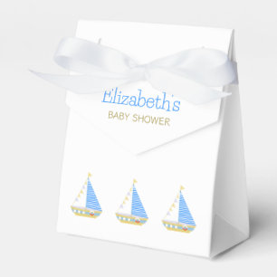 Nautical Blue Stripe Sailboat Baby Shower Favor Boxes