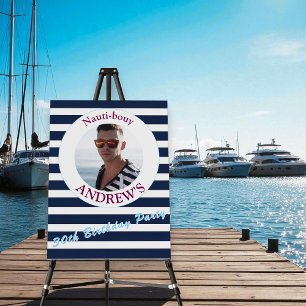 Nautical Blue Striped 30th Birthday Photo Party  Foam Board