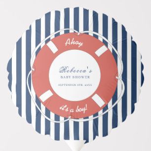 Nautical Blue Striped Baby Shower Boy Balloon