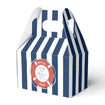Nautical Blue Striped Welcome Aboard Birthday Favor Boxes