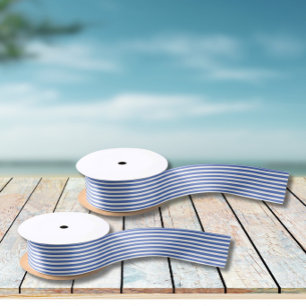 Nautical Blue Stripes Baby Shower Satin Ribbon