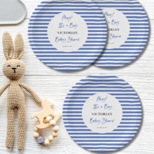 Nautical Blue Stripes Boy Baby Shower Paper Plates